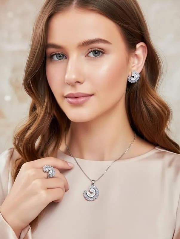 Набор украшений - подвеска, серьги, кольцо-2