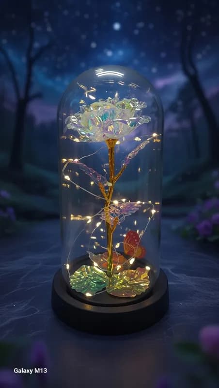 Волшебные розы в стеклянной колбе с подсветкой — символ вечной любви-1