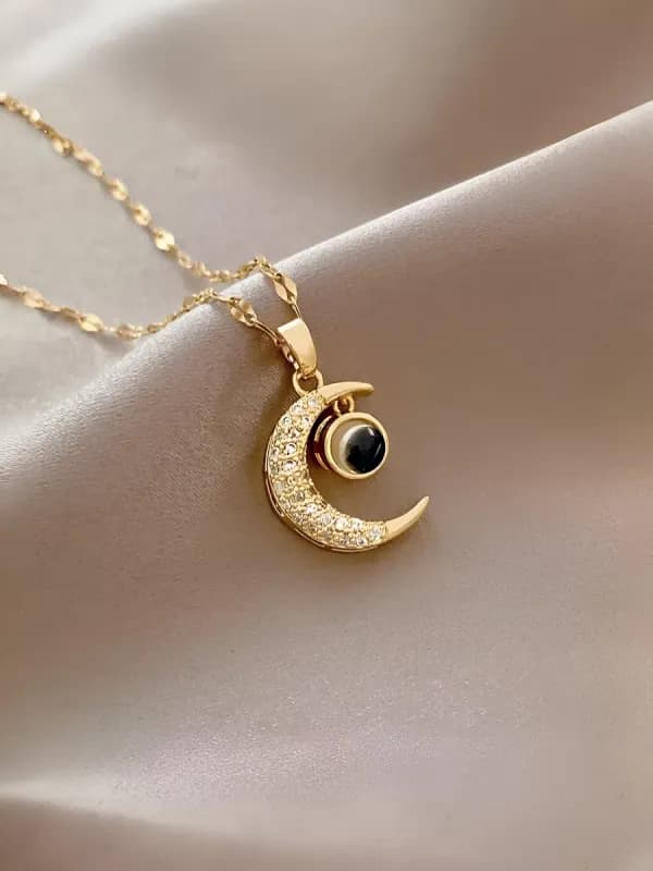 Кулон "Полумесяц с проекцией" — нержавеющая сталь-2