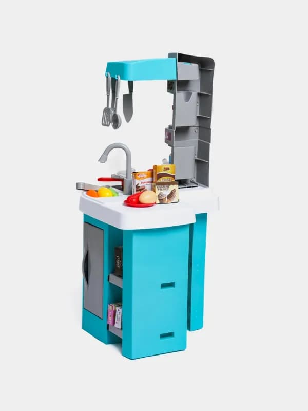 Детская кухня игрушечная с паром, звуком, светом и водой, набор посуды, кухня игровая-4