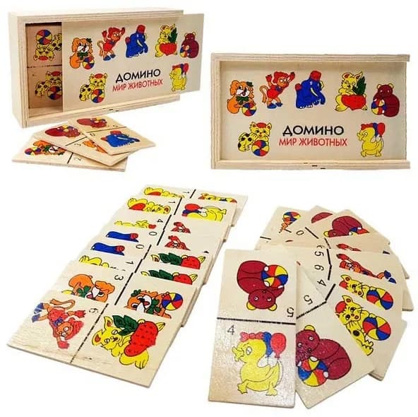 Деревянное домино «Мир животных» — играем и учим зверят-3