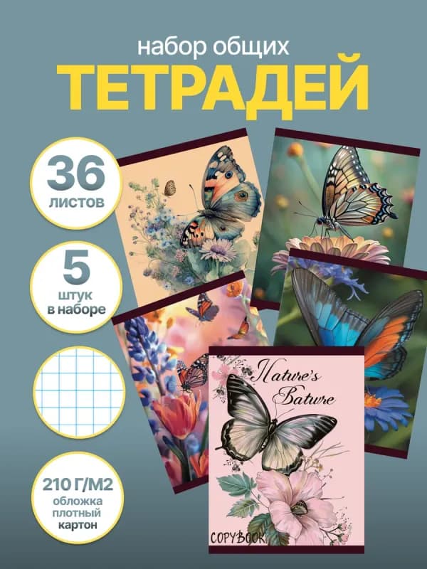 Тетрадь общая 36 листов в клетку-0