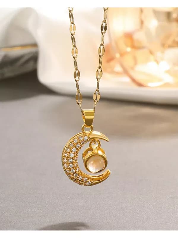 Кулон "Полумесяц с проекцией" — нержавеющая сталь-3