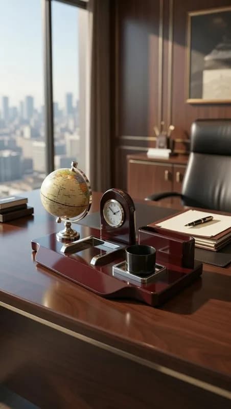 Настольный набор «Глобус и Часы» — элегантность и функциональность-2