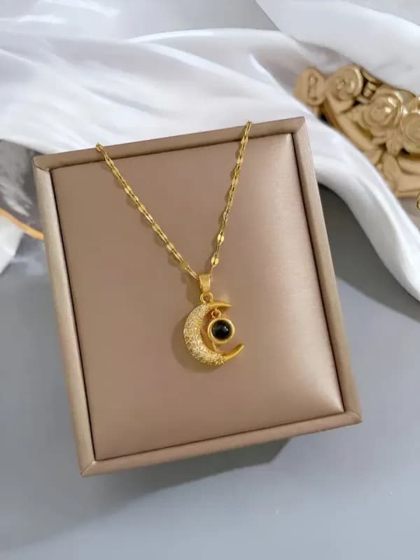 Кулон "Полумесяц с проекцией" — нержавеющая сталь-0