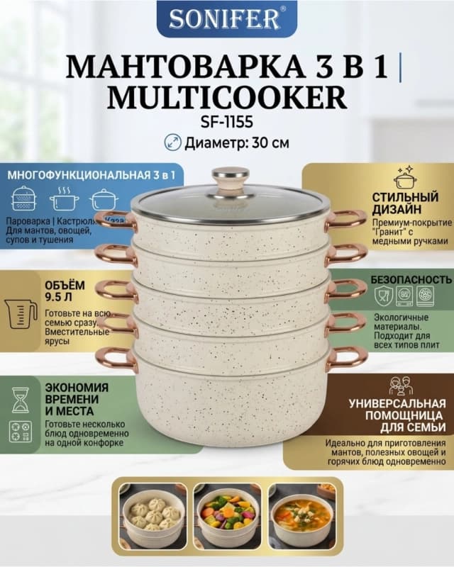 Мантоварка Sonifer SF‑1155, 30см-0