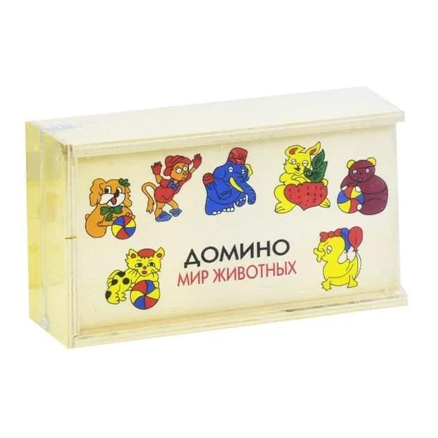 Деревянное домино «Мир животных» — играем и учим зверят-0