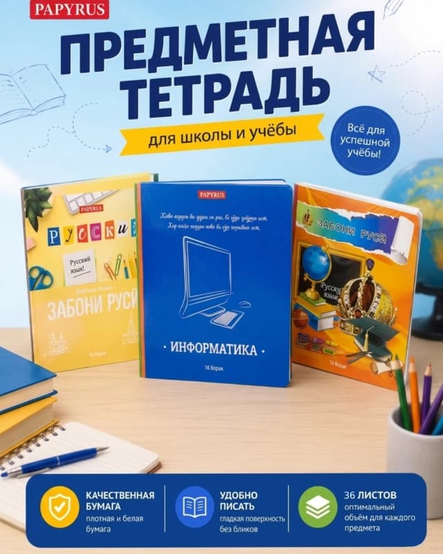 Предметная тетрадь Papyrus, 36 л.-0