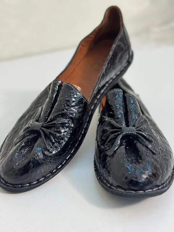 Женские ортопедические туфли-слипоны с бантом, лаковые, Турция-0