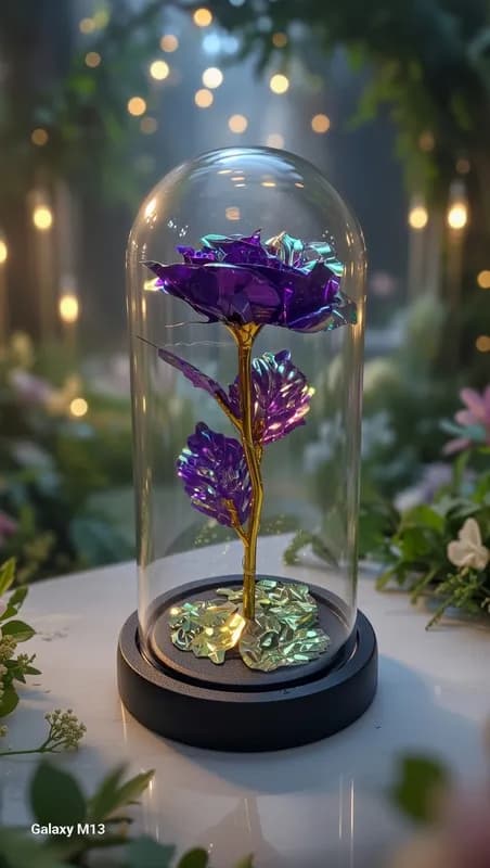 Волшебные розы в стеклянной колбе с подсветкой — символ вечной любви-4