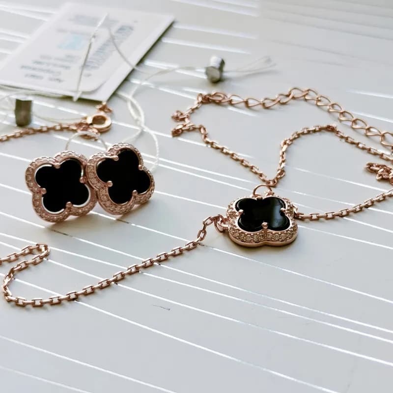 Стальной комплект украшений - цепочка + серьги-1