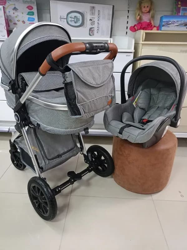 Детская коляска-трансформер 3 в 1 Luxmom V9, серый-1