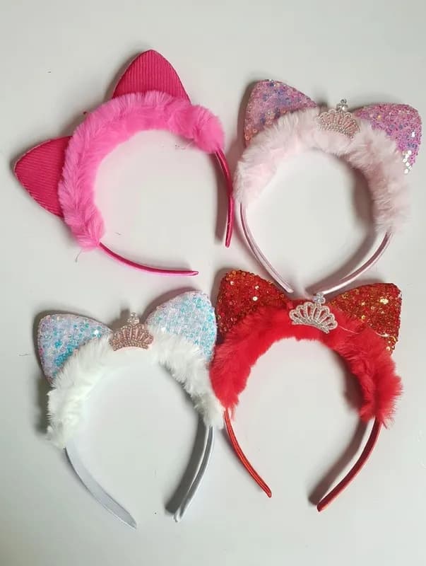 Ободок кошачьи ушки с блестками-0