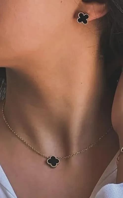 Стальной комплект украшений - цепочка + серьги-3