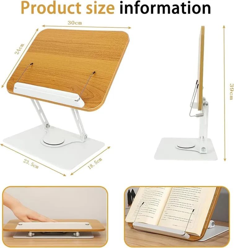 Подставка для книг для чтения Регулируемый держатель с вращающимся на 360 основанием-5