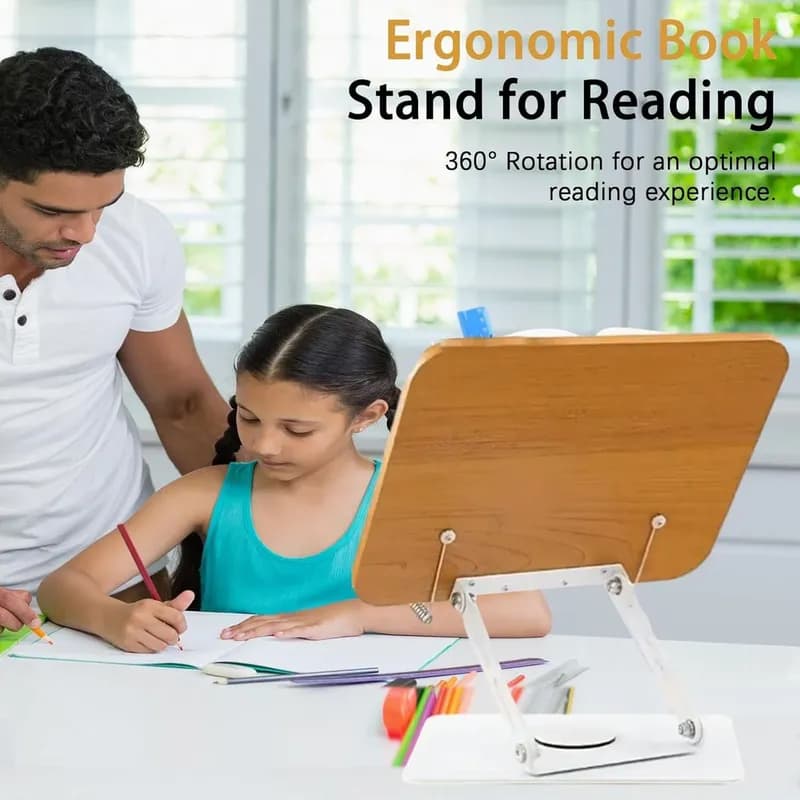 Подставка для книг для чтения Регулируемый держатель с вращающимся на 360 основанием-2