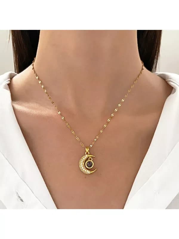 Кулон "Полумесяц с проекцией" — нержавеющая сталь-4