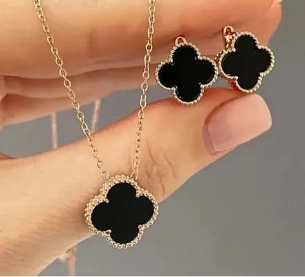 Стальной комплект украшений - цепочка + серьги-2