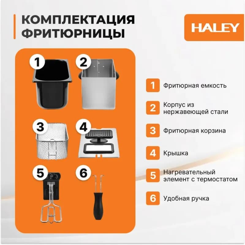 Фритюрница электрическая 3л HY-2506, серебристый-6