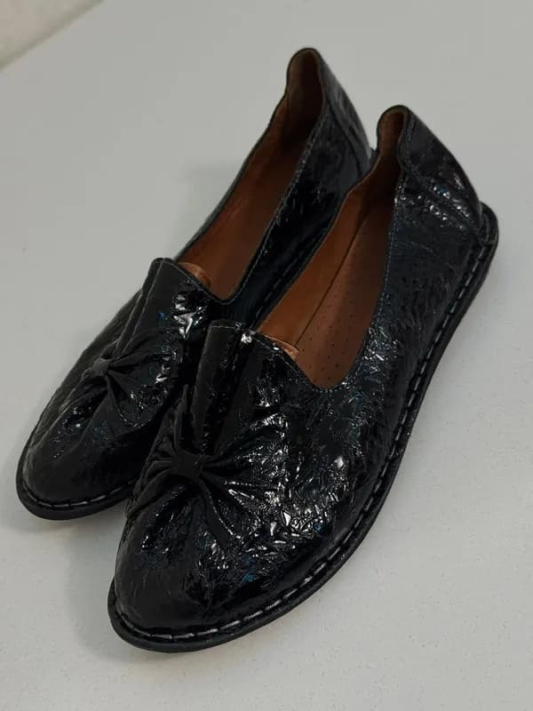 Женские ортопедические туфли-слипоны с бантом, лаковые, Турция-1