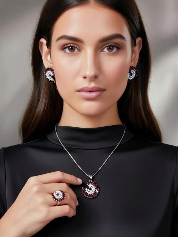 Набор украшений - подвеска, серьги, кольцо-2