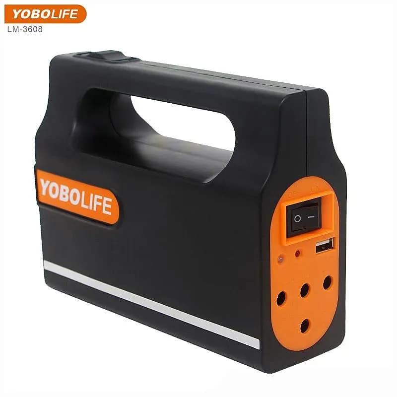 Фонарь аккумуляторный 3в1 (5500 мАч) на Солнечной батарее с PowerBank + 2 лампочки, Yobolife LM-3608-2