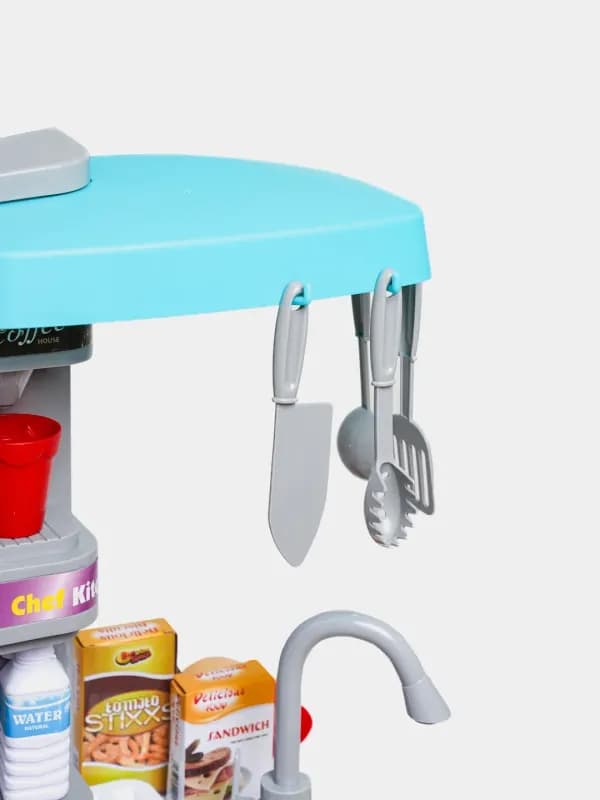 Детская кухня игрушечная с паром, звуком, светом и водой, набор посуды, кухня игровая-5