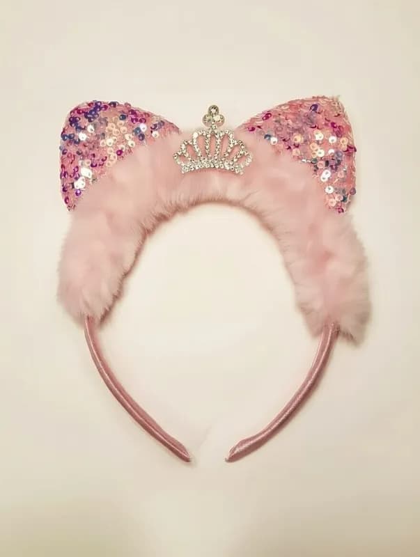 Ободок кошачьи ушки с блестками-4