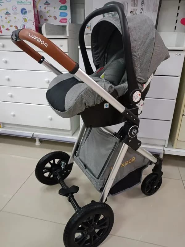 Детская коляска-трансформер 3 в 1 Luxmom V9, серый-10