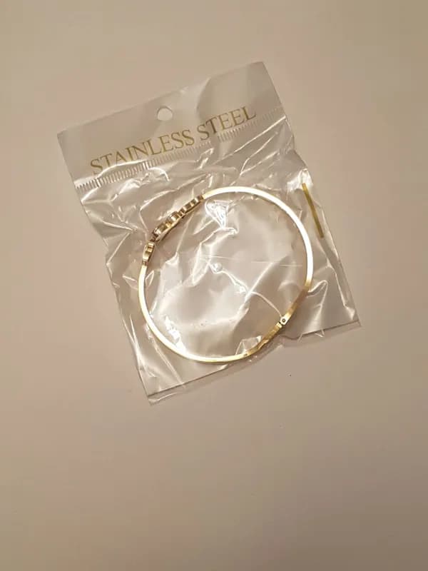 Браслет Stainless Steel (золотистый с бабочками)-0