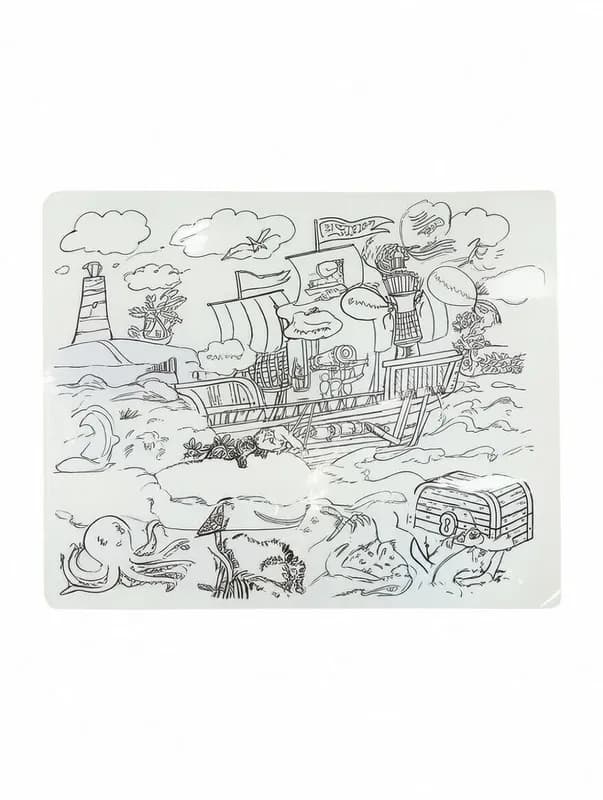 Многоразовый коврик-раскраска «Приключения пиратов» — рисуй, смывай, рисуй снова!-1