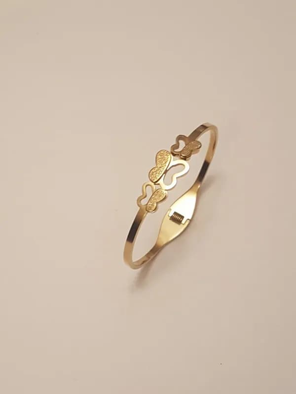 Браслет Stainless Steel (золотистый с бабочками)-2