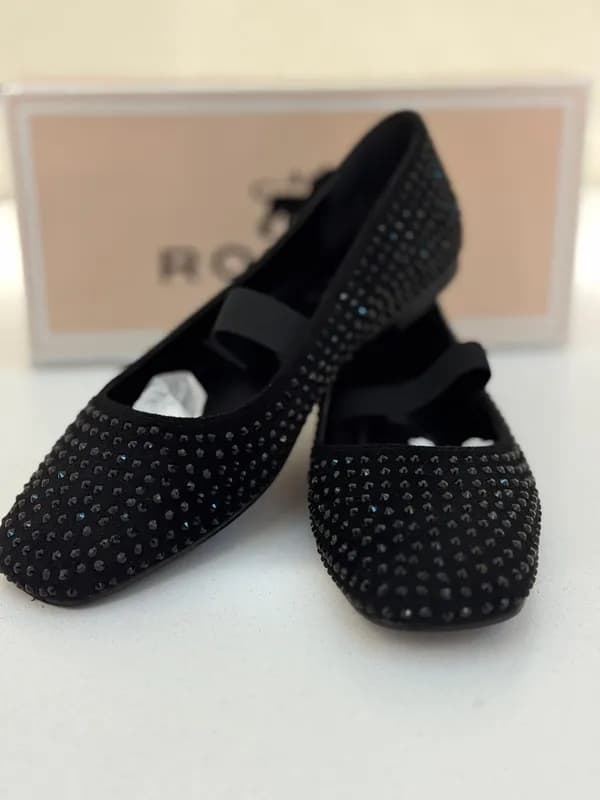 Женские балетки с чёрными стразами-3