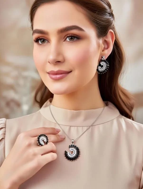 Набор украшений - подвеска, серьги, кольцо-2