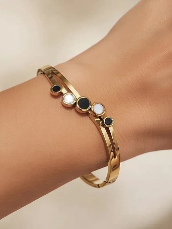 Браслет Stainless Steel(с чередующимися вставками)-4