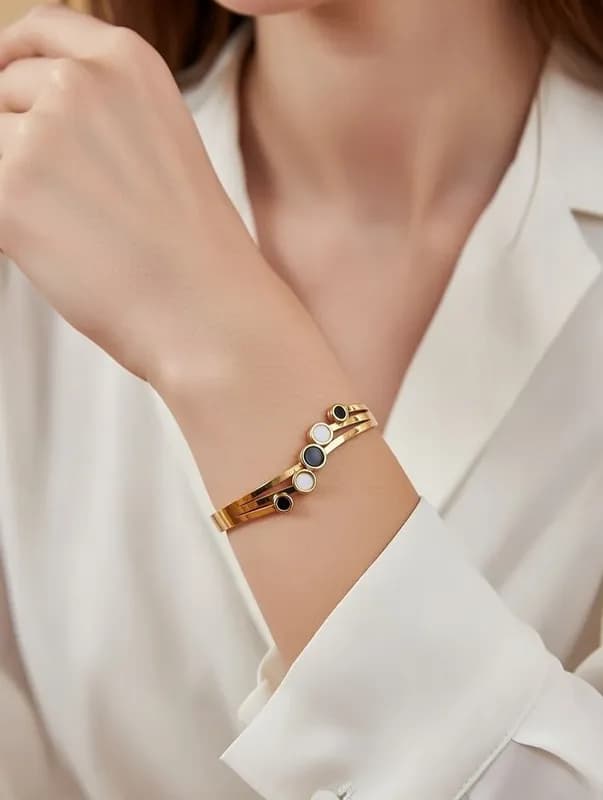 Браслет Stainless Steel(с чередующимися вставками)-3